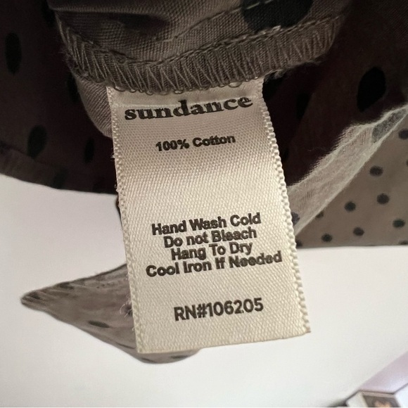SUNDANCE Woven Lively Days Tunic Shirt Khaki Polka Dot Pintuck Popover Shirt M - Picture 10 of 10